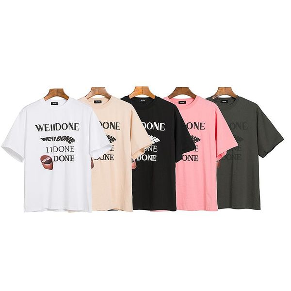 

women's t-shirt 2021 summer we11done oversized women fashion harajuku pure cotton round neck casual loose short sleeve t shirt, White