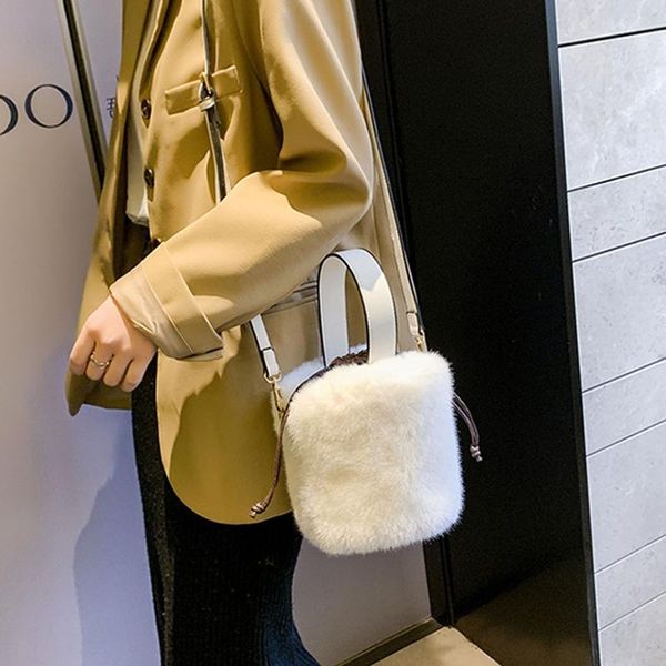 

shoulder bags bucket bag handbag fashion faux fur winter women crossbody 28gd