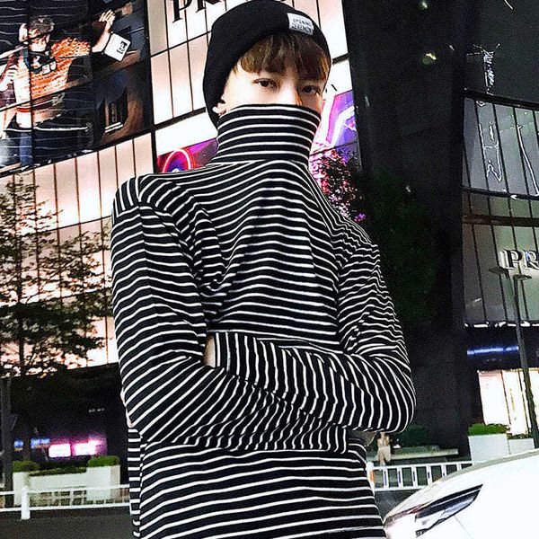 

2021 new black striped t shirt streetwear cool autumn tshirt harajuku spring tees casual long sleeve high street japan t-shirt 4x00, White;black