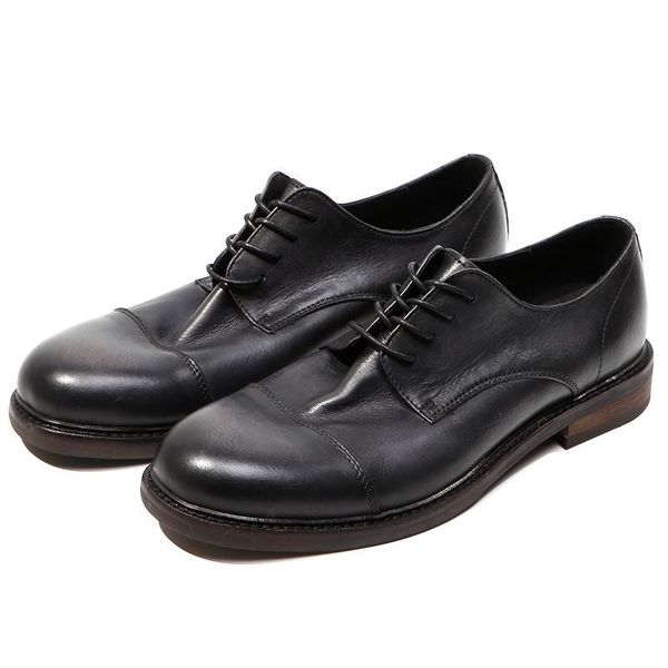 

dress shoes england style winter men round toe outdoor work handmade wedding genuine leather formal, Black