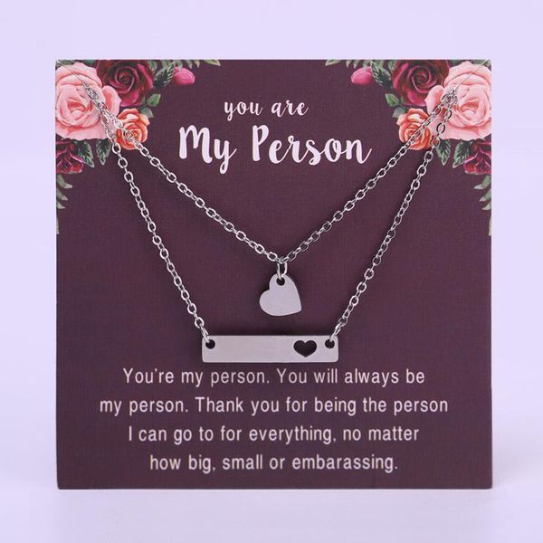 

pendant necklaces you are my person heart compass mom sister chain women men fashion jewelry christmas gift drop, Silver