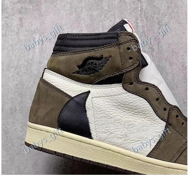 

2021 boriginal high 1 travis scott 1s ts 2021 sp 3m cactus jack dark mocha men basketball shoes sneakers normal shipping, Black