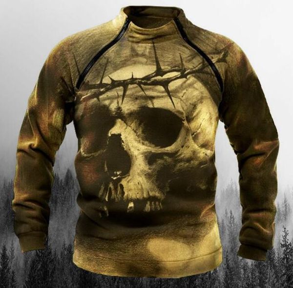 

european american men's hoodies & sweatshirts fashion casual 3d digital printing sweater plus size clothing zip collar, Black