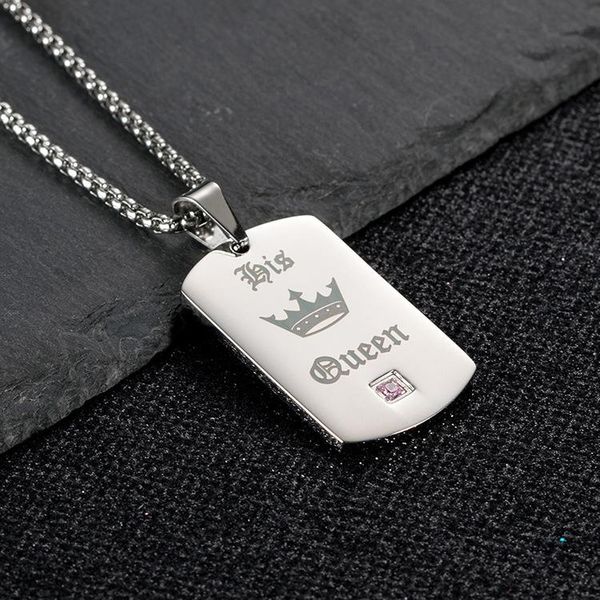 

pendant necklaces amazon her king his queen titanium steel couple fashion trendsetter accessories, Silver