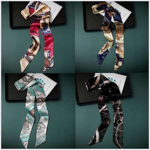 

scarves k17 2021 fashion square ladies silk scarf printing wrist towel bohemian stewardess women small scarvs 100cm bag, Blue;gray
