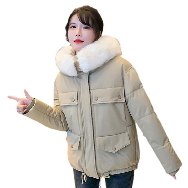 

women's down & parkas autumn and winter solid color padded jacket style thickened loose warm bread outerwear, Black