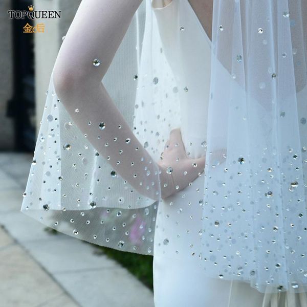 

bridal veils ueen v29 gorgeous detachable blusher veil captivatingly delightful with super dense rhinestones without comb, Black