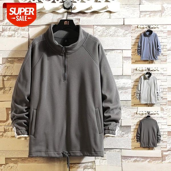 

men solid korean harajuku patchwork hoodies 2020 autumn pullover casual sweatshirts turndown collar clothing #ed22, Black