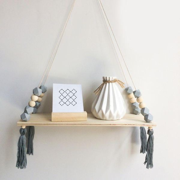 

other home decor nordic wood swing hanging rope wall mounted floating shelves plant flower pot crafts ornaments shelf kid room decoration