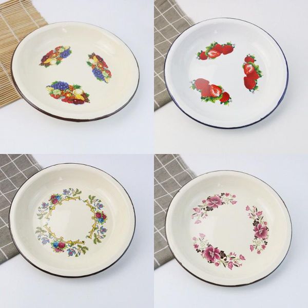 

dishes & plates enamel plate classic printing household nostalgic dish soup old-fashioned japanese deep 1298