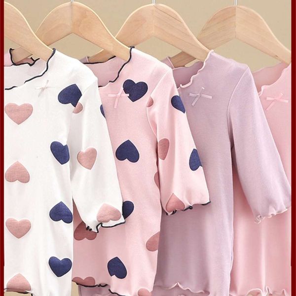 

spring children's summer modal thin pajamas girls' home baby long and medium sleeve air-conditioned clothes two piece suit, Blue;red