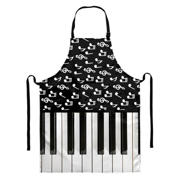 

aprons piano with music note print kitchen dinner party cooking bib fashion pinafore cleaning apron for women men