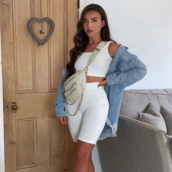 

pack high tail cropped casual tight effects colour knitt party sports clothing women slender sportwear shorts, White;black