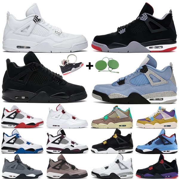 

men women basketball shoes 4 4s desert moss university blue white oreo taupe haze black cat bred safety orange yellow mens trainers sports s