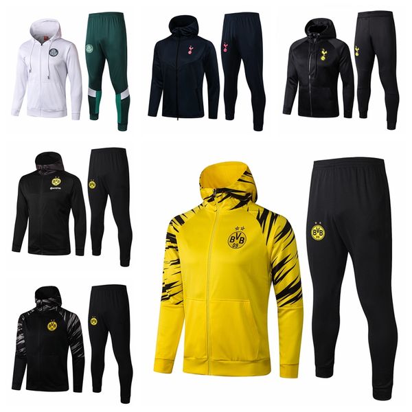 

21/22 dortmund rome soccer full zipper jacket hoodies football tracksuits maillot foot haaland reus hazard reyna men survetement chandal tra, Gray