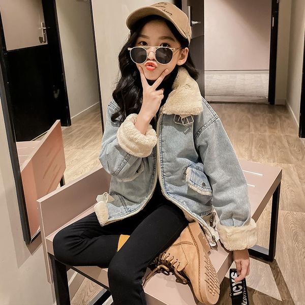 

jackets girls baby's kids coat jacket outwear 2021 fur winter autumn thicken warm overcoat outdoor sport birthday children's cloth, Blue;gray