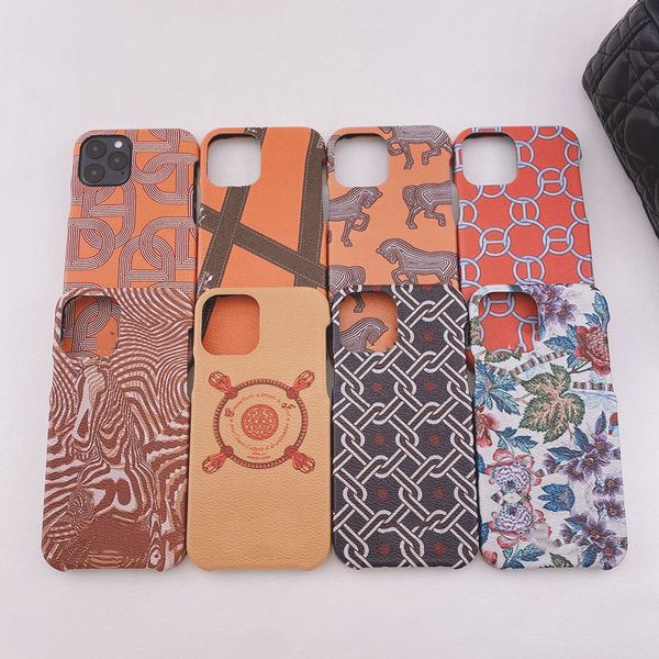 

luxury brand litchi hard leather phone case for apple iphone 11 12 pro max 7 8 plus x xs xr max se2020 protection cover