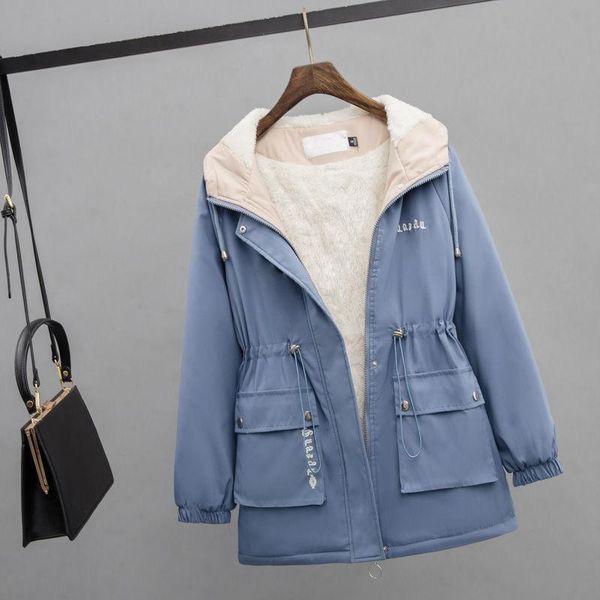 

women's jackets 2021 women zipper pockets casual long sleeves coats winter hooded jacket windbreaker female basic coat plus size, Black;brown