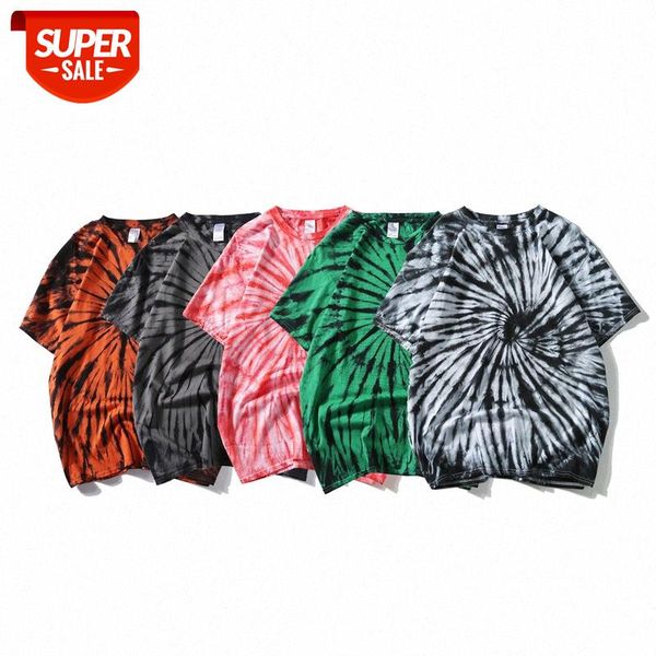 

short-sleeved t-shirt men's street personality casual tie-dye loose hip-hop dance #sj1w, White;black