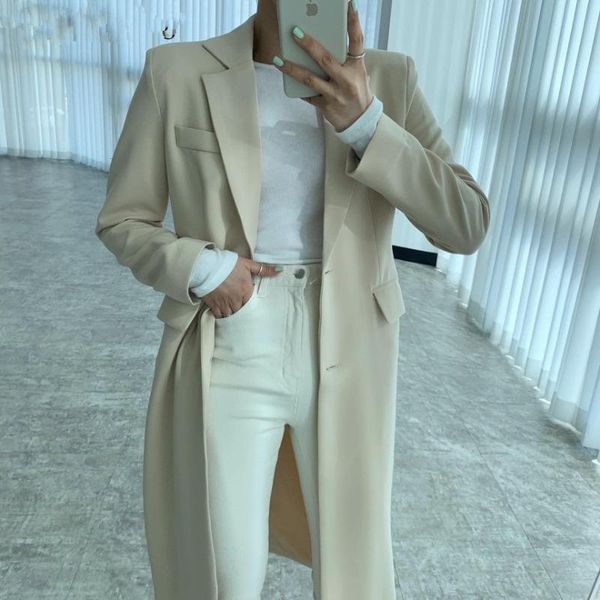 

women's suits & blazers korean style oversized women blazer suit single breasted lady loose windbreaker autumn outerwear coats, White;black
