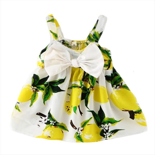 

newborn kids infant baby girl dresses summer strap sundress floral party bowknot 0 3 years, Red;yellow