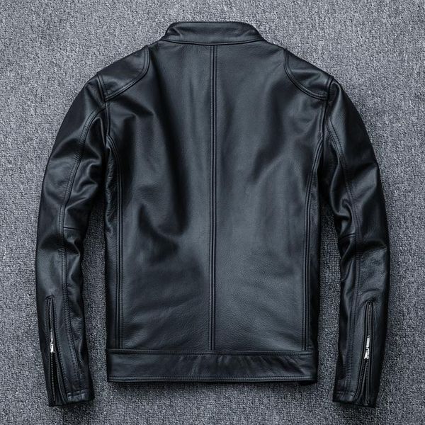 

men's leather & faux cow spring real jacket for men motorcycle coat 2021 chaqueta cuero hombre pph594, Black