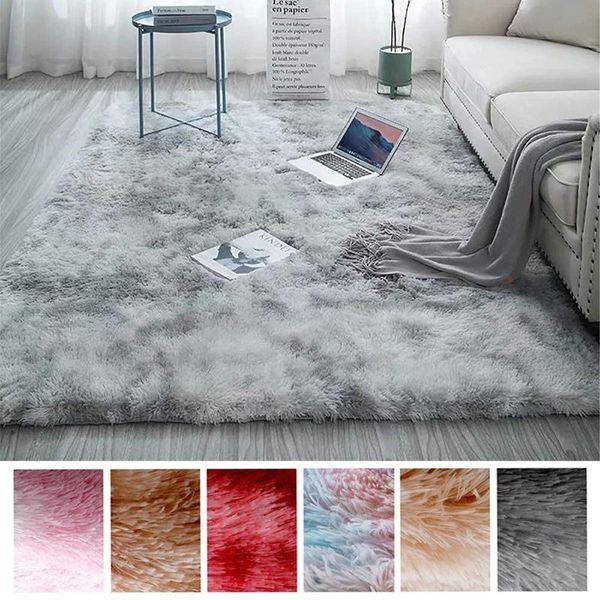 

tie-dyed gradient plush carpet living room coffee table mat washable bedroom non-slip carpet