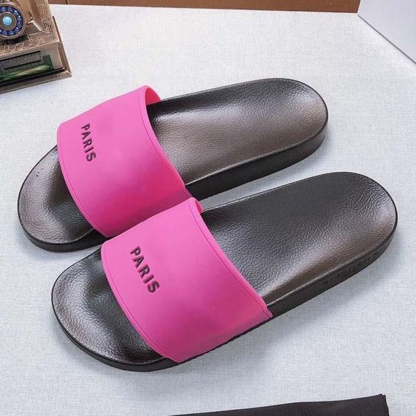 

2021 mens and womens fashion red pink flower printing leather slide sandals adults size 35-45, Black