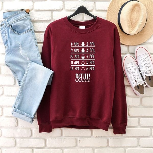 

water bottle pure cotton slogan graphic sweatshirt young hipster grunge tumblr street style girl gift pullovers cute t200525, Black