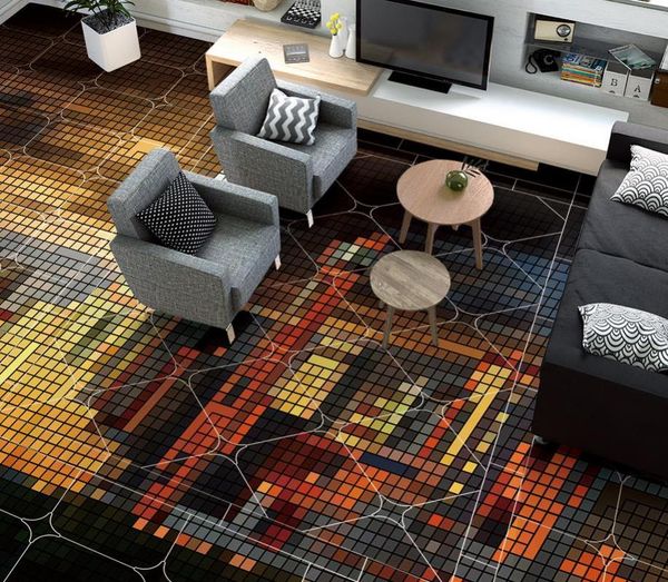 

wallpapers home decoration 3d fashion simple european city building geometric grid floor pvc self-adhesive wallpaper