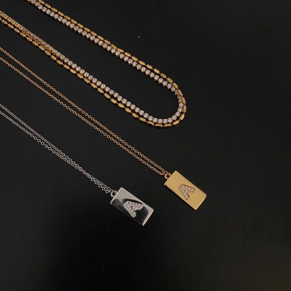 

chokers square brand simple necklace through letter ins blogger, Golden;silver