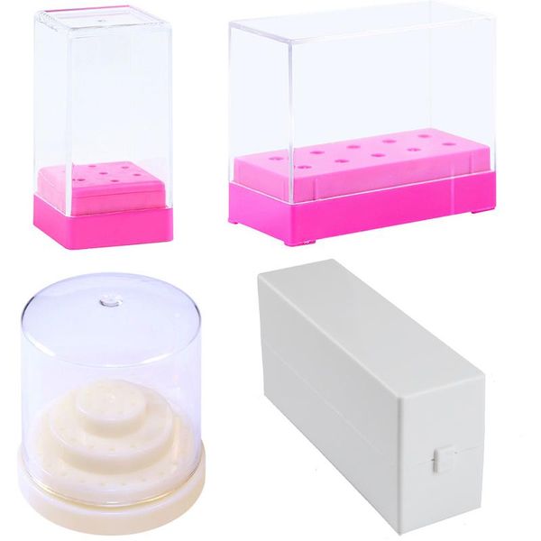 

nail art equipment 10/20/48 slot drill bits holder storage box stand for acrylic clear electric manicure machine accessory, Silver