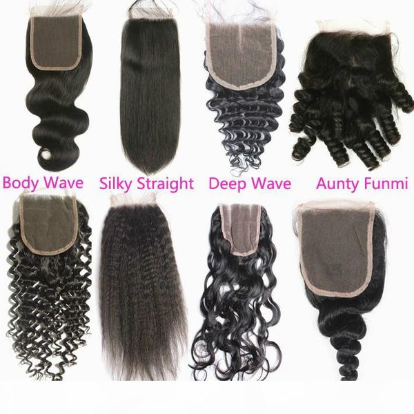 

reliable 5x5 swiss lace closure brazilian virgin deep wave curly closures piece natural color unprocessed human hair closure, Black;brown