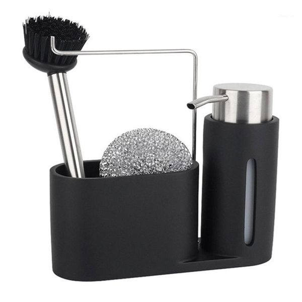

storage bottles & jars sink caddy cleaning kit kitchen with soap dispenser steel ball and brush for supplies organizer