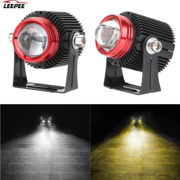 

car headlights dual color high low beam auxiliary lamp 2pcs motorcycle led auto small steel cannon lights spotlights universal