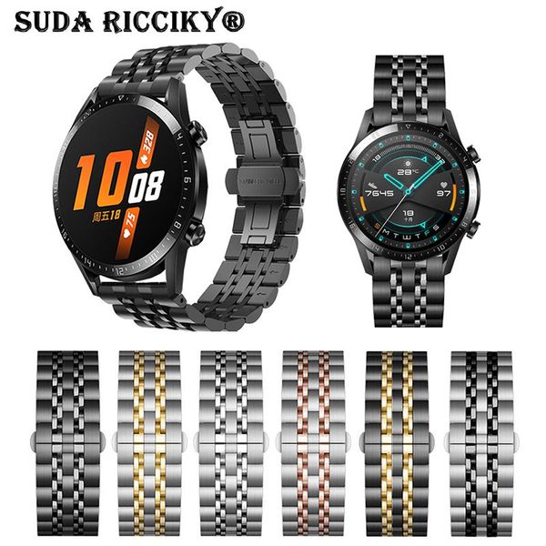

watch bands metal stainless steel classic wrist strap for huawei gt 2 pro 46mm 42mm band bracelet watchband honor magic wristband, Black;brown