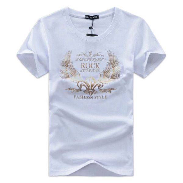 

rock design mens 100% cotton t-shirt comfortable fresh breathable daily travel street party, White;black