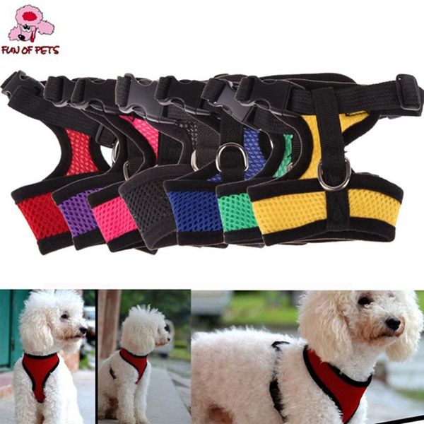 

dog collars & leashes 2021 adjustable comfort soft breathable harness colorful pet vest rope chest strap leash set collar leads