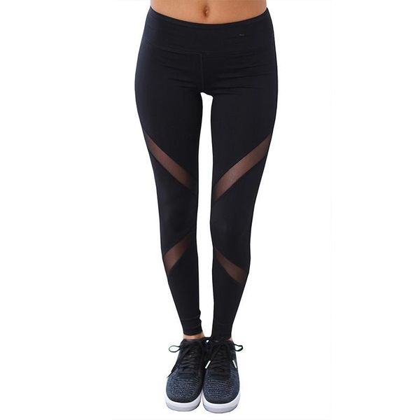 

women's leggings normov fashion women high waist patchwork mesh female clothes workout push up fitness leggins mujer, Black