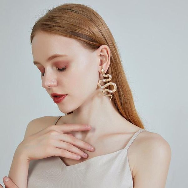 

dangle & chandelier em018 europe and america simple personality snake imitation pearl alloy drop earring jewelry wholesale, Silver