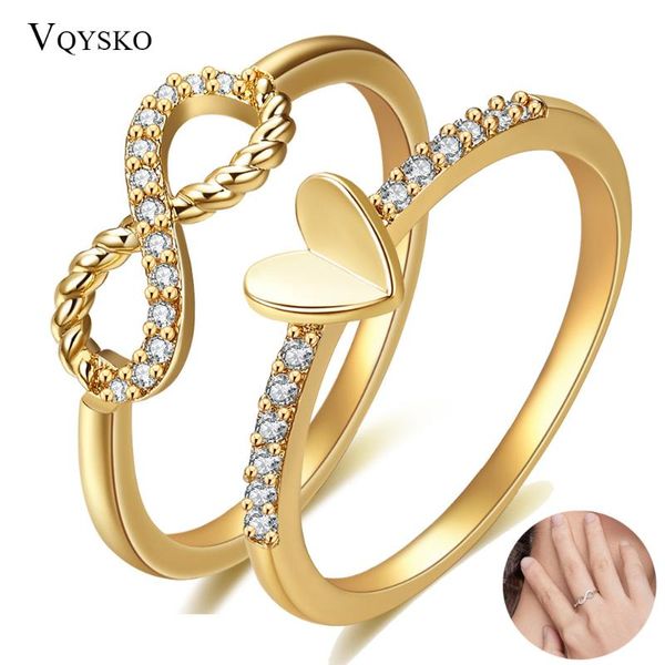 

wedding rings fashion copper crystal twist infinity heart for woman gold silver color statement jewelry party gift wholesale, Slivery;golden
