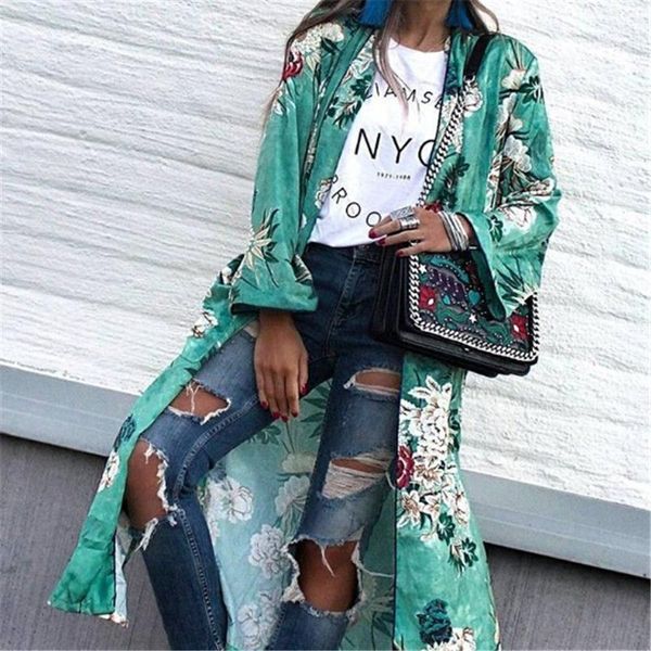 

women blouse floral clothing women flower print long sleeve blouses shirts plus size blouses cover up cardigan, White