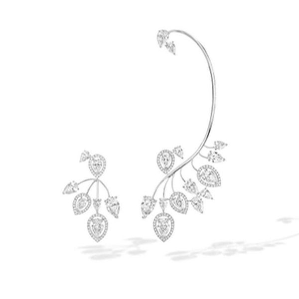 

stud fashion s925 waterdrop zircon earrings square zirconia ear climber cuff design women jewelry ab earring, Golden;silver