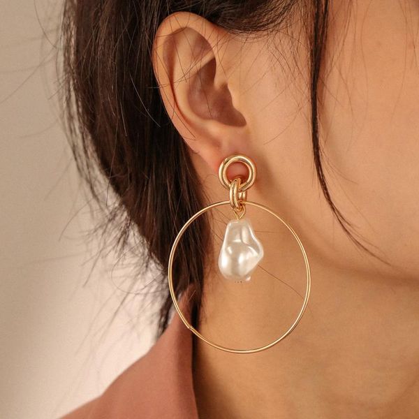 

stud 1 pair simple network red metal irregular shaped beads geometric creative earrings ladies unusual gold circle, Golden;silver