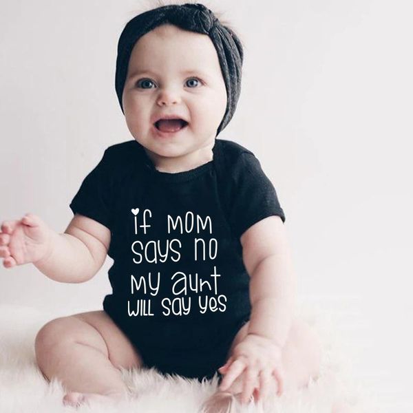 

rompers if mom says no my aunt will say yes born baby bodysuits girls boys cotton jumpsuit infant clothes, Blue