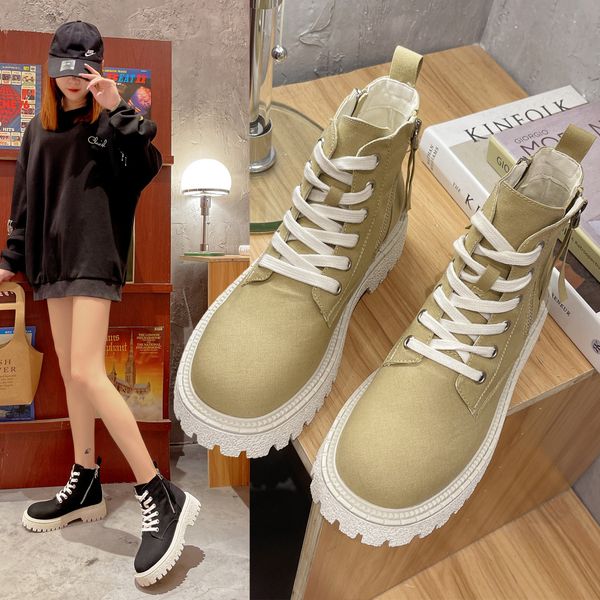 

boots blwbyl women's boots autumn trend british background high breathing canvas red thin cf67, Black