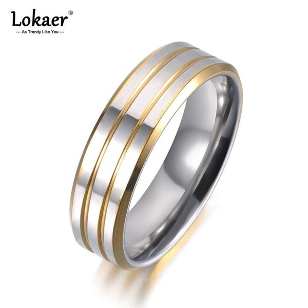 

wedding rings lokaer fashion neo-gothic gold color stainless steel for women men hiphop/rock party ring jewelry anneau r19045, Slivery;golden