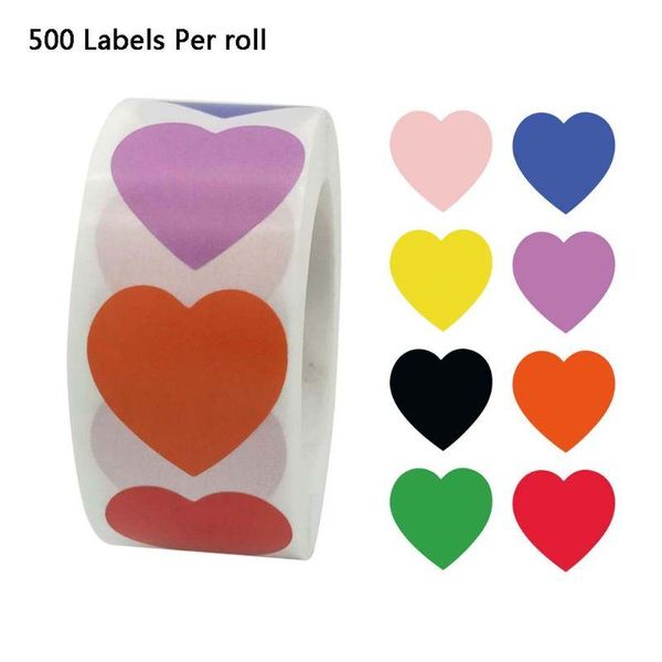 

500pcs/roll heart shaped love seal stickers scrapbook gift packaging stationery