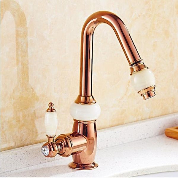 

bathroom sink faucets european-style rose gold/gold-plated jade dish kitchen faucet table basin jade-plated water