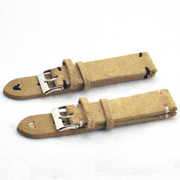 Genuine Suede Couro Watchbands Pulseira Khaki Retro Handmade Handmade Strap para Woemen Homens 18mm 20mm 22mm pulseira KZSD09 H0915